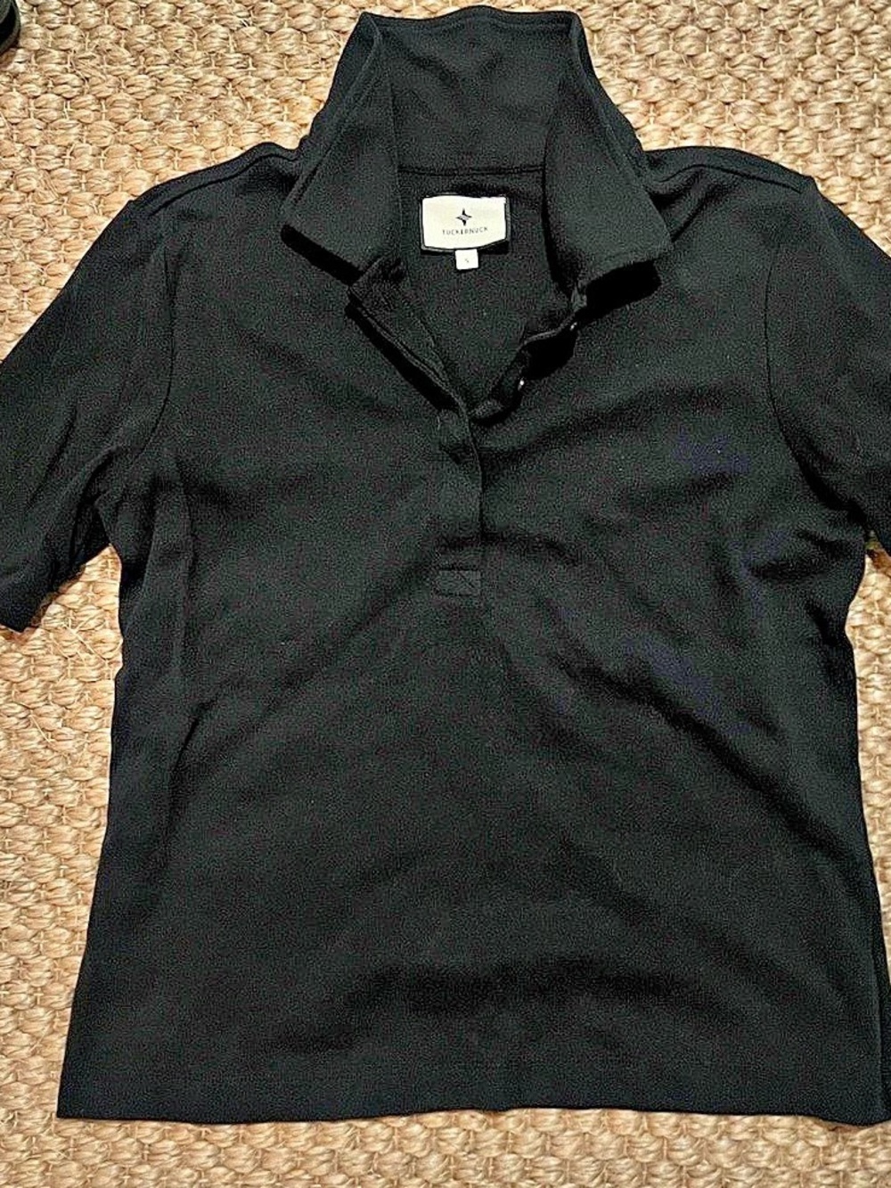 Tuckernuck Black Pique Holmes Boyfriend Polo Black Small